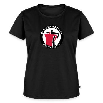 Barista Barista Antifascista - Frauen Premium Bio T-Shirt - Schwarz - Vorne - Selfina (174cm)