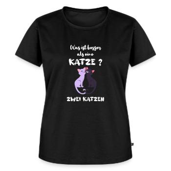 Was ist besser als eine Katze - zwei Katzen - Frauen Premium Bio T-Shirt - Schwarz - Vorne - Selfina (174cm)