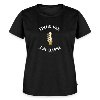 J'peux pas j'ai basse, cadeau humour bassiste - T-shirt Premium bio Femme - noir - Devant - Selfina (174cm)