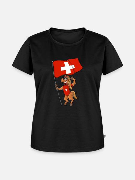 Schweizer Fan Pferd - Frauen Premium Bio T-Shirt - Schwarz