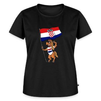 Kroaten Fan Pferd - Frauen Premium Bio T-Shirt - Schwarz - Vorne - Selfina (174cm)