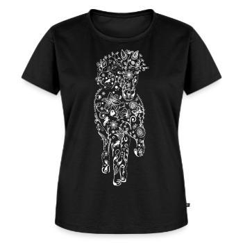 Islandpferd aus Blumenranken weiss - Frauen Premium Bio T-Shirt - Schwarz - Vorne - Selfina (174cm)