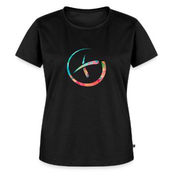 Geocaching PopArt - Frauen Premium Bio T-Shirt - Schwarz - Vorne - Selfina (174cm)