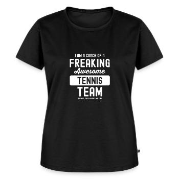 Tennis Coach Trainer Geschenk - Frauen Premium Bio T-Shirt - Schwarz - Vorne - Selfina (174cm)