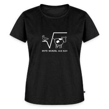 Ente Wurzel aus Kuh Mathe Spruch - Frauen Premium Bio T-Shirt - Schwarz - Vorne - Selfina (174cm)