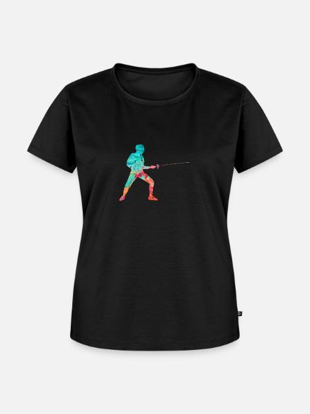 Fechten und Fechtsport PopArt - Frauen Premium Bio T-Shirt - Schwarz
