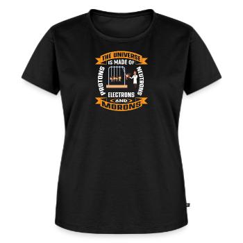 Protons, Neutrons, Morons - Ato - Frauen Premium Bio T-Shirt - Schwarz - Vorne - Selfina (174cm)