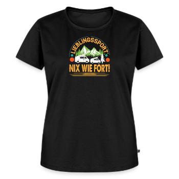 Sport préféré Nothing like fort - camping-car - T-shirt Premium bio Femme - noir - Devant - Selfina (174cm)