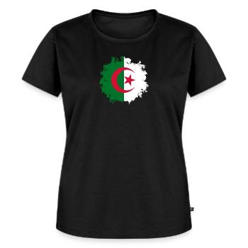 Kleidung & Accessoires: Original algerische Flagge - Frauen Premium Bio T-Shirt - Schwarz - Vorne - Selfina (174cm)
