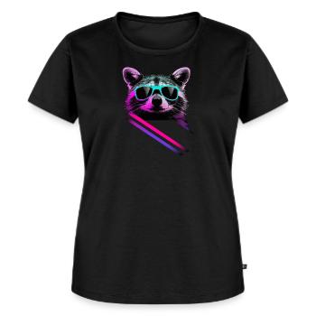 Verdammt cooler Retro Raccoon - Frauen Premium Bio T-Shirt - Schwarz - Vorne - Selfina (174cm)