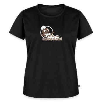 Pittiplatsch 2D Ach, du meine Nase - Frauen Premium Bio T-Shirt - Schwarz - Vorne - Selfina (174cm)