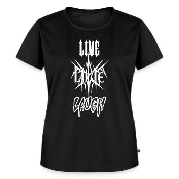 Heavy Metal Lebensweisheit - Frauen Premium Bio T-Shirt - Schwarz - Vorne - Selfina (174cm)