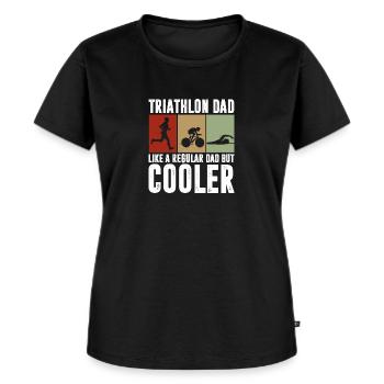 thiathlon dad like regular dad but cooler Design - Frauen Premium Bio T-Shirt - Schwarz - Vorne - Selfina (174cm)