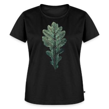 LEAF oak / art print WALD & Förster Design - Women's Premium Organic T-shirt - black - Front - Selfina (174cm)