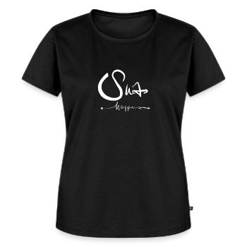 Shit happens - Frauen Premium Bio T-Shirt - Schwarz - Vorne - Selfina (174cm)