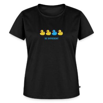 Be Different - Frauen Premium Bio T-Shirt - Schwarz - Vorne - Selfina (174cm)