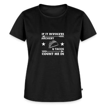 Bogenschütze Bogenschießen Pfeil Und Bogen - Frauen Premium Bio T-Shirt - Schwarz - Vorne - Selfina (174cm)