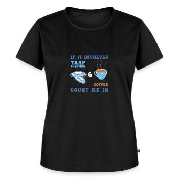 Clay pigeon shooting - Women's Premium Organic T-shirt - black - Front - Selfina (174cm)