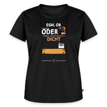 Egal Ob Silikon Oder Bier Haupts... - Frauen Premium Bio T-Shirt - Schwarz - Vorne - Selfina (174cm)