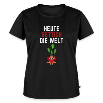 Gärtner Garten Gärtnerin Heute Rettich die Welt - Frauen Premium Bio T-Shirt - Schwarz - Vorne - Selfina (174cm)