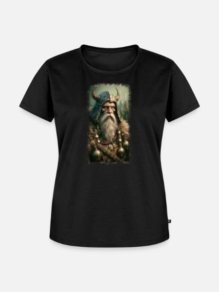 Mythischer Wikingerkrieger mit Hornhelm - Frauen Premium Bio T-Shirt - Schwarz