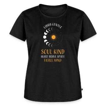 Libra Gentle Soul Kind Heart Bra... - Frauen Premium Bio T-Shirt - Schwarz - Vorne - Selfina (174cm)