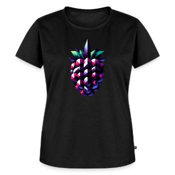 Abstrakter Blackberry: Geometrisches Beeren-Design - Frauen Premium Bio T-Shirt - Schwarz - Vorne - Selfina (174cm)