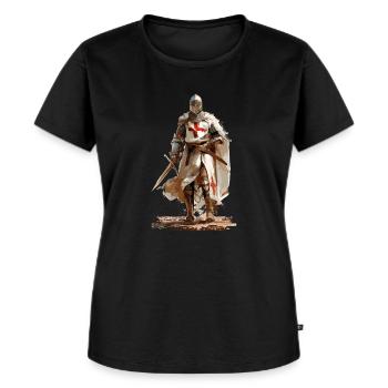 Kreuzritter Crusader Ritter - Frauen Premium Bio T-Shirt - Schwarz - Vorne - Selfina (174cm)