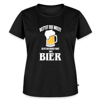 Lustiges Bier Party Trinken Geschenk - Frauen Premium Bio T-Shirt - Schwarz - Vorne - Selfina (174cm)