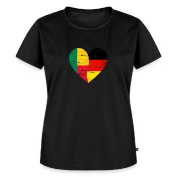 Bénin Allemagne Flag Heart - T-shirt Premium bio Femme - noir - Devant - Selfina (174cm)