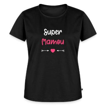 Super mamou - T-shirt Premium bio Femme - noir - Devant - Selfina (174cm)