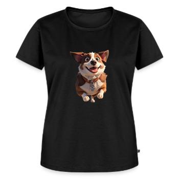 happy dog - Women's Premium Organic T-shirt - black - Front - Selfina (174cm)