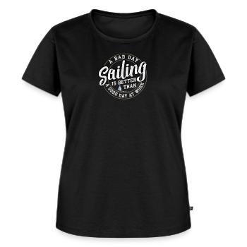 besser als Arbeiten / lustiges Segelshirt / Segel - Frauen Premium Bio T-Shirt - Schwarz - Vorne - Selfina (174cm)