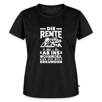 Die Rente ist da, ab ins Wohnmobil und die Welt - Frauen Premium Bio T-Shirt - Schwarz - Vorne - Selfina (174cm)
