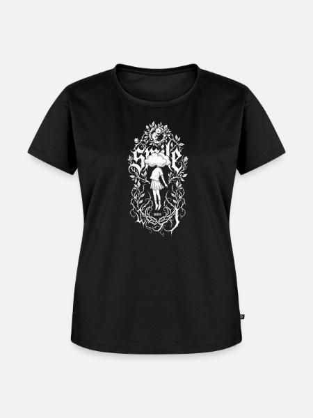 Wolkenkopf im Blattwerk - Frauen Premium Bio T-Shirt - Schwarz