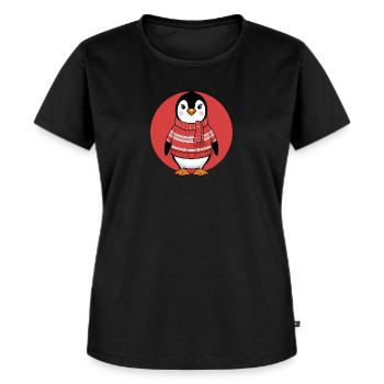 Pinguin süß Winter Schal Südpol Antarktis - Frauen Premium Bio T-Shirt - Schwarz - Vorne - Selfina (174cm)