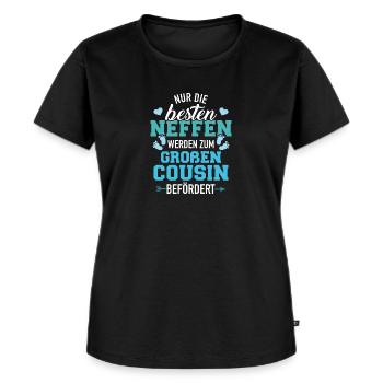 Großer Cousin - Frauen Premium Bio T-Shirt - Schwarz - Vorne - Selfina (174cm)