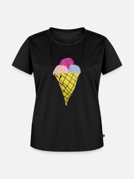 Eiscreme mit Waffel - Frauen Premium Bio T-Shirt - Schwarz
