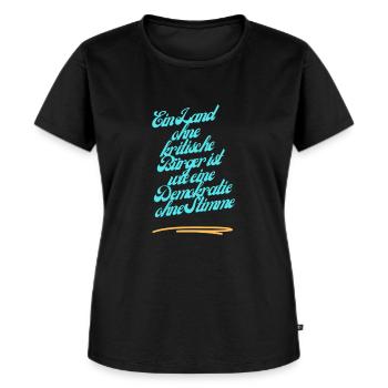 Demokratie mit kritischen Bürgern - Frauen Premium Bio T-Shirt - Schwarz - Vorne - Selfina (174cm)