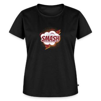 spaßige Comic-Sprechblase - SCHMASCH - Frauen Premium Bio T-Shirt - Schwarz - Vorne - Selfina (174cm)