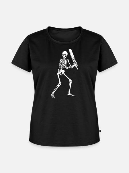 Skeleton spielt Cricket - Frauen Premium Bio T-Shirt - Schwarz