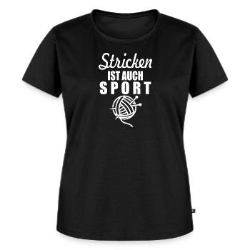 Stricken sport Hobby Handarbeit Wolle Geschenk - Frauen Premium Bio T-Shirt - Schwarz - Vorne - Selfina (174cm)