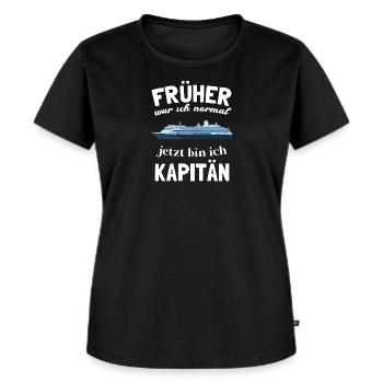 Kapitän Geschenk Sportboot Fun Sprüche Boot TShirt - Frauen Premium Bio T-Shirt - Schwarz - Vorne - Selfina (174cm)
