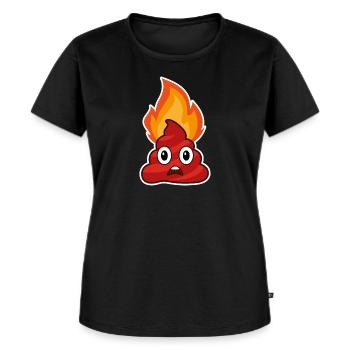 Brennender Scheißhaufen Emoji - Frauen Premium Bio T-Shirt - Schwarz - Vorne - Selfina (174cm)