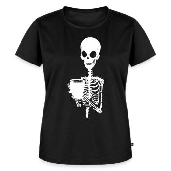 Sarcastique Drôle Squelette Buvant du café expresso - T-shirt Premium bio Femme - noir - Devant - Selfina (174cm)