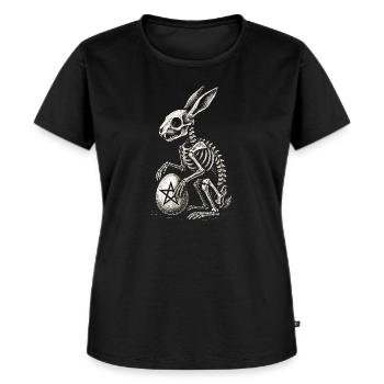 Mort du lapin de Pâques noir - Pentagramme Hasi - T-shirt Premium bio Femme - noir - Devant - Selfina (174cm)