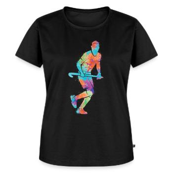 Hockeyspieler Feldhockey Herren Hockey Jungen - Frauen Premium Bio T-Shirt - Schwarz - Vorne - Selfina (174cm)