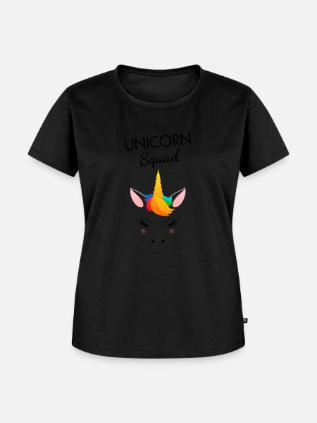 Einhorn-Squad - Frauen Premium Bio T-Shirt - Schwarz