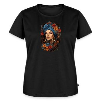 Belle femme noire - T-shirt Premium bio Femme - noir - Devant - Selfina (174cm)