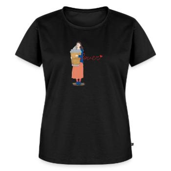 Amateur de café - T-shirt Premium bio Femme - noir - Devant - Selfina (174cm)